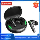 Игровые наушники Lenovo TWS, беспроводные наушники Bluetooth 5,1 с низкой задержкой, Bluetooth наушники с микрофоном, стерео Hi-Fi гарнитура 9D