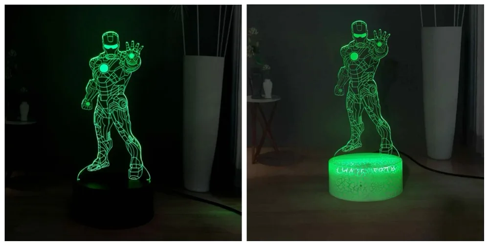 Фигурки Marvel светодиодный ночник RGB7colorful стоящий крутой Железный человек настольная лампа дети кабинет лампа Дети подарок на день рождения праздник