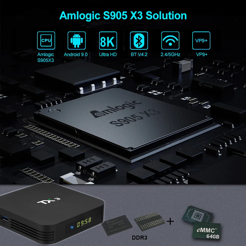 ТВ приставка Tanix TX3 Android 9 0 Amlogic S905X3 H.265 8K HDR 2 4/5 ГГц Wi Fi 4 + 32/64 ГБ|ТВ-приставки и