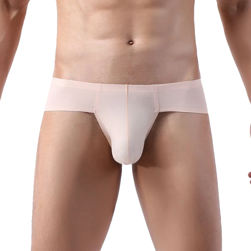 

Men's Briefs Seamless Underwear Men ice Silk Underpants Male Sexy Low Waist Mesh Panties Gay Silkly Bikini Man Slip Jockstrap