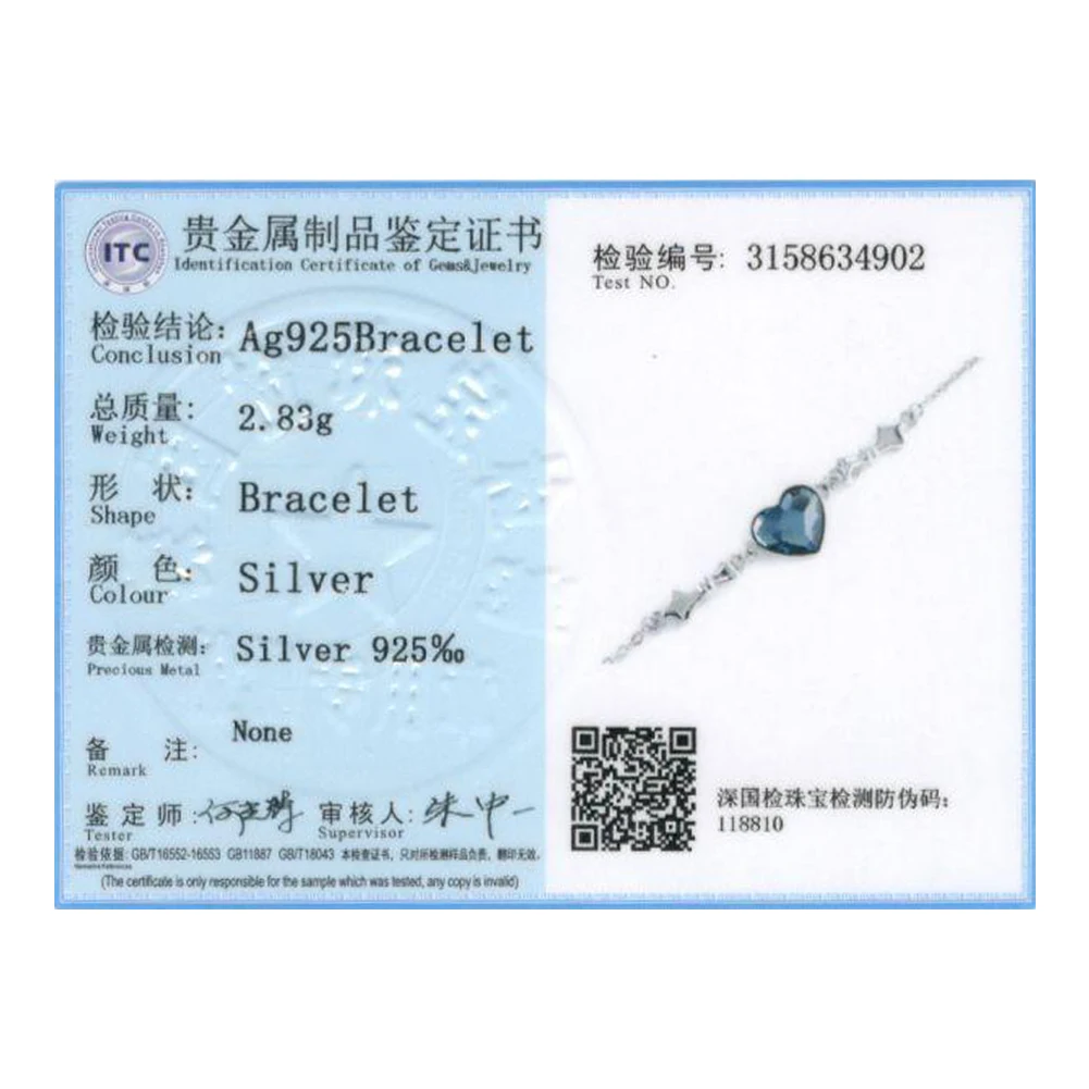 

ZEMIOR 925 Sterling Silver Adjustable Link Bracelets For Women Blue Love Shape Austria Crystal Bracelet Party Gift Fine Jewelry