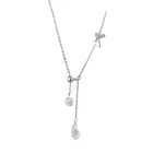 POPACC 925 стерлингового серебра изящный бабочка неправильную кристалл, Длинная кисточка ожерелье для женщин вечерние
