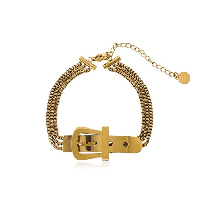 

V-243 European and American fashion trend belt buckle bracelet female net red simple and versatile multi-layer bracelet