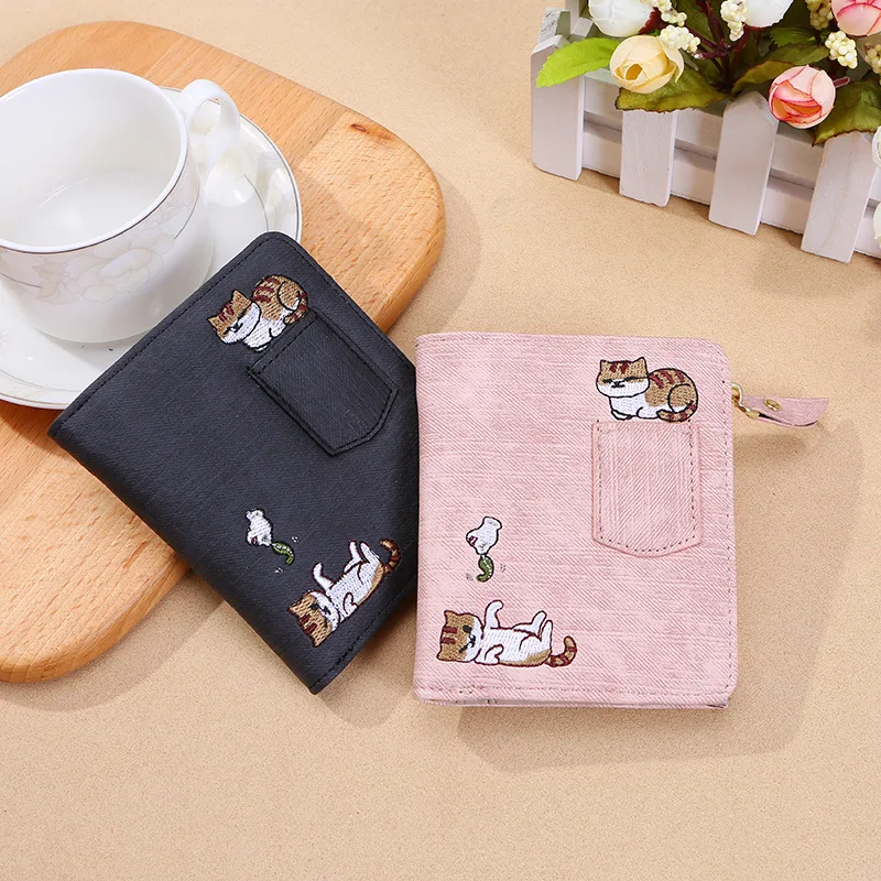 Модный короткий кошелек на молнии с милым котом Neko atsum отделениями для карт
