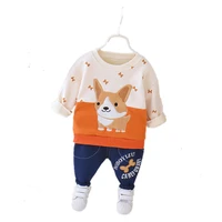 fashion children cartoon thick cotton clothing girl spring autumn letter clothes baby boy sweatshirt pants kids casual tracksuit