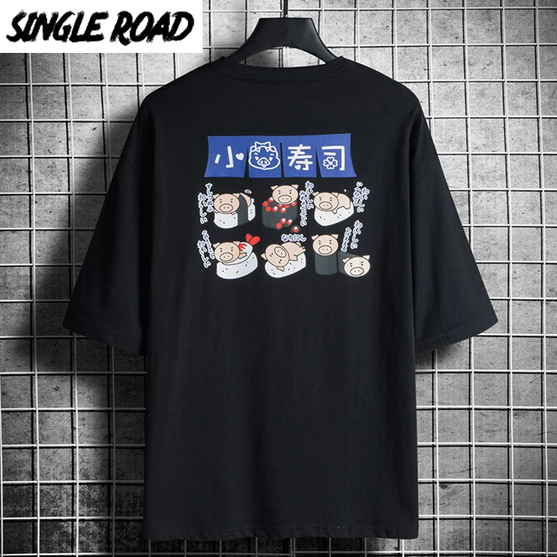 Футболка SingleRoad Мужская 2020 летний топ аниме оверсайз хип хоп Японская уличная