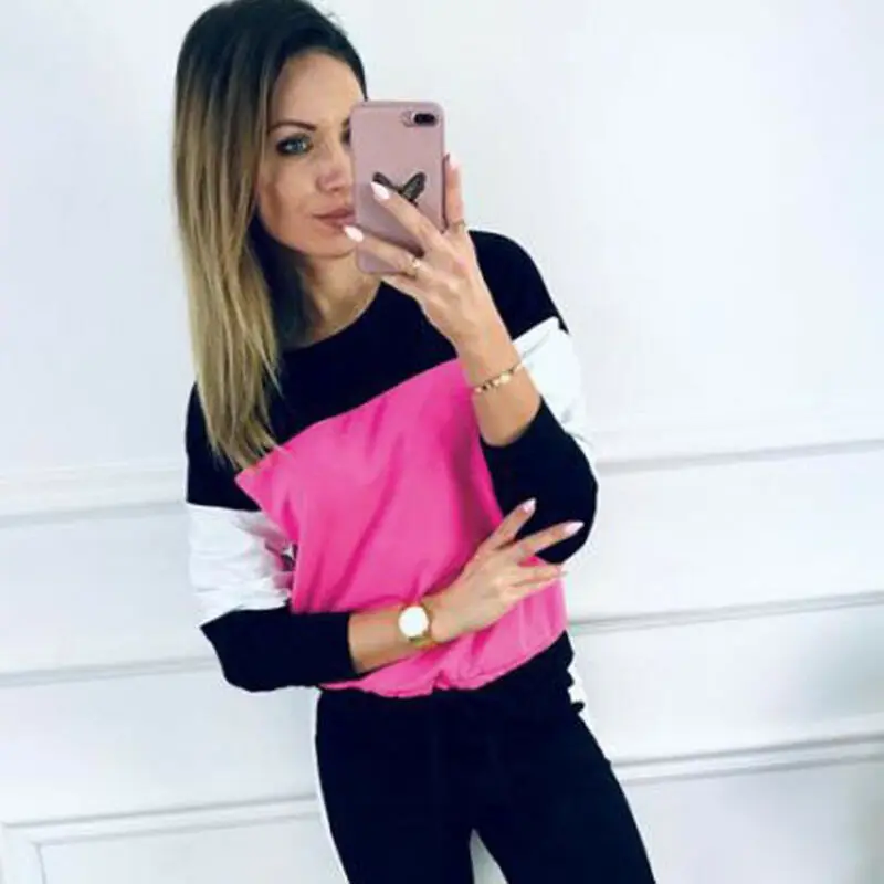 Женский спортивный костюм повседневный весенне осенний топ с длинными рукавами