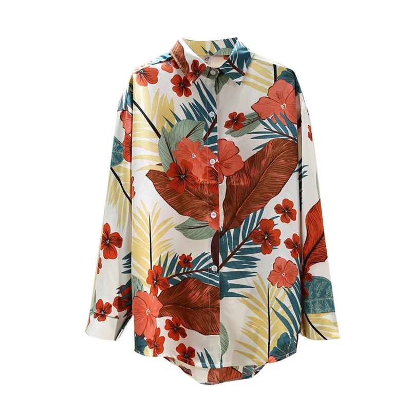 Printed Women Blouse Summer Autumn Long Sleeve Shirt Blusas Mujer De Moda 2020 Flower Leaf Chiffon and Tops Bluzki Damskie | Женская