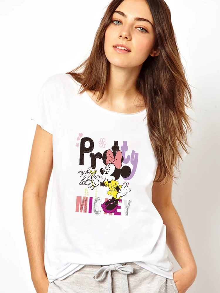 

Minnie Mouse Aesthetic Ropa Mujer Tumblr Fashion Urban Casual Short Sleeve Summer T Shirts Women Disney Cartoon White Shirt