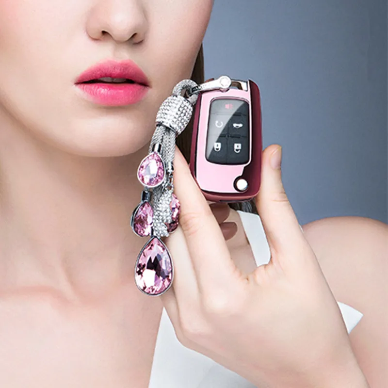 

Full-Protective TPU Soft Folding Key Case Shell Key Holder Key Covers For Buick Chevrolet Cruze OPEL Artificial Crystal Pendant