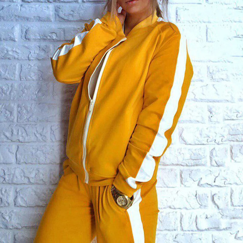 Autumn Women Tracksuits Sports Suits Zipper Coat Hoodies Sweatshirts Pants Running Set Fleece Sportswear Warm Sports Clothing