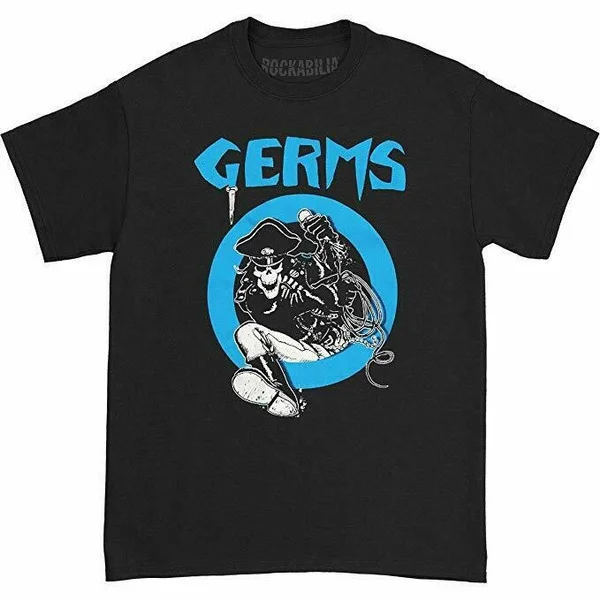 

New Germs Band Leather Skeleton Circle T-Shirt Tee Men Short Sleeve