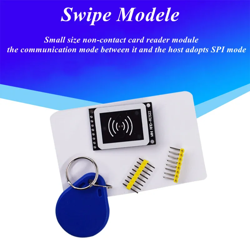 

MINI RFID Card Eader Module RC-522 Kits S50 Board Blank Card Key Tag SPI Write/ Read Access Control Accessories for Arduino 2560