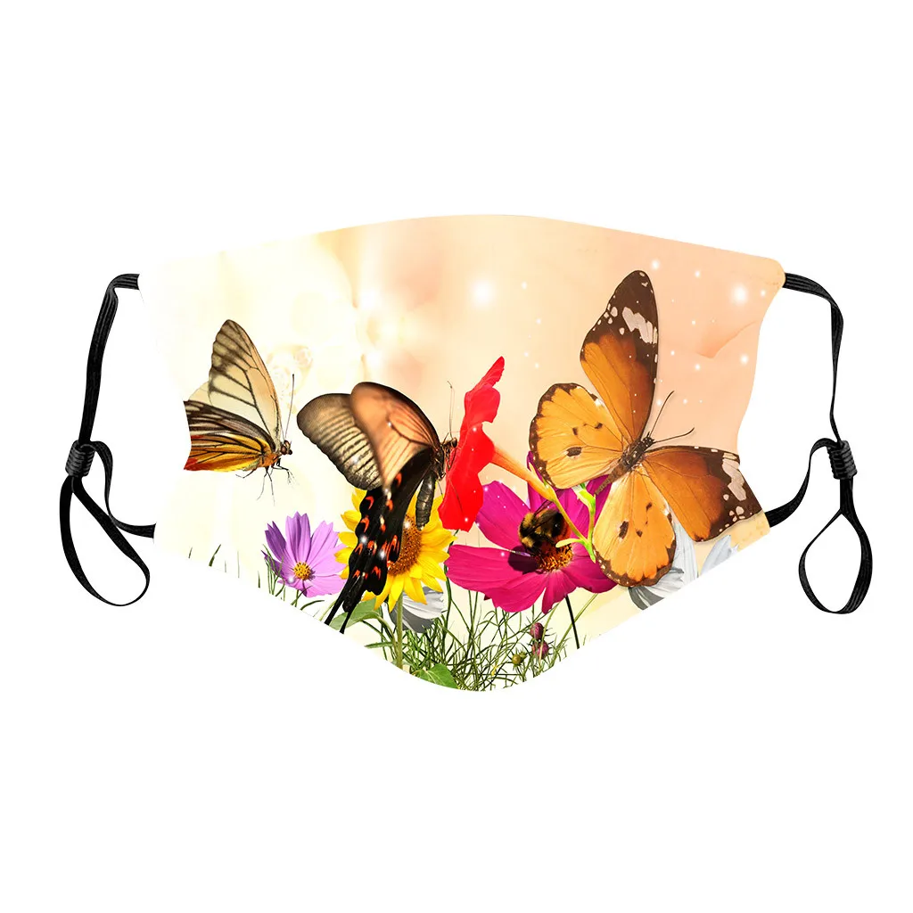 

5pc Adult Designer Face Maks With 10pc Filters Print Face Maks Reusable Washable Mondkapjes Wasbaar Halloween Cosplay Masque