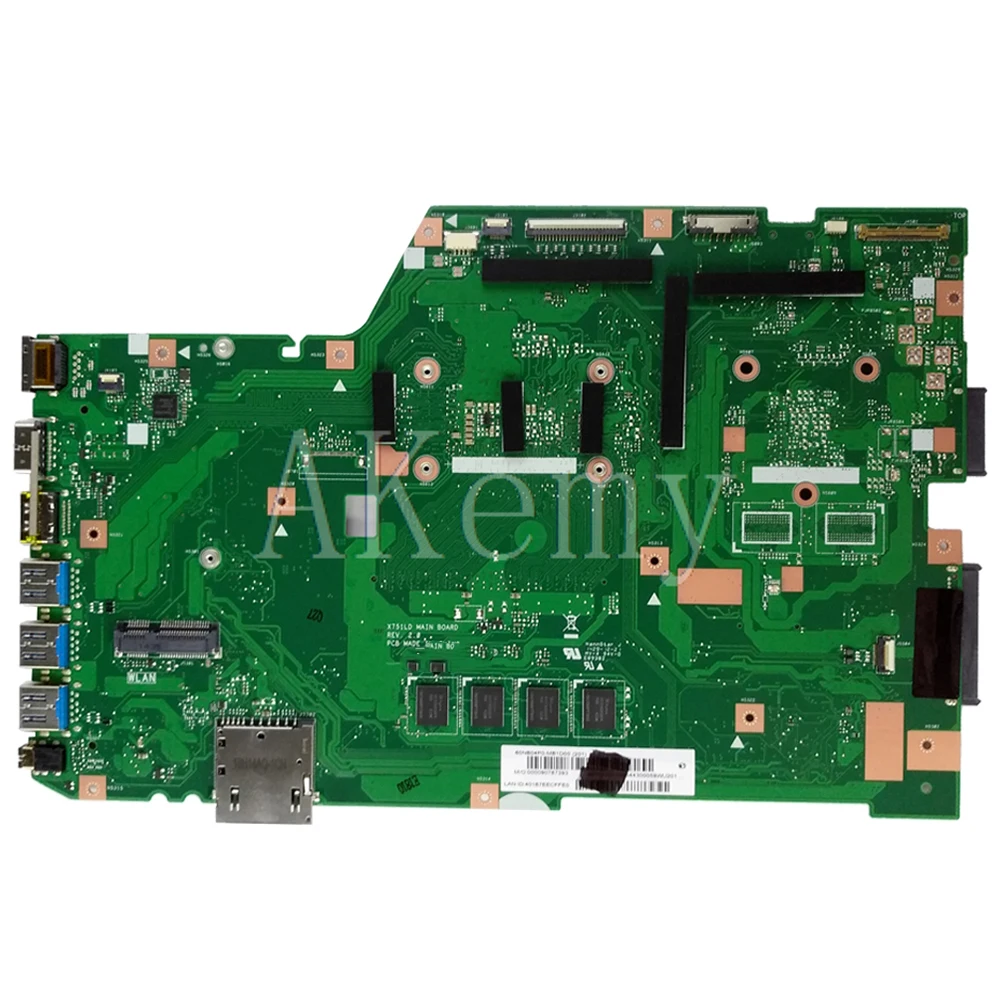 AKEMY X751LAB оригинальная материнская плата For Asus X751L K751L R752L X751LA X751LN X751LK X751LJ с