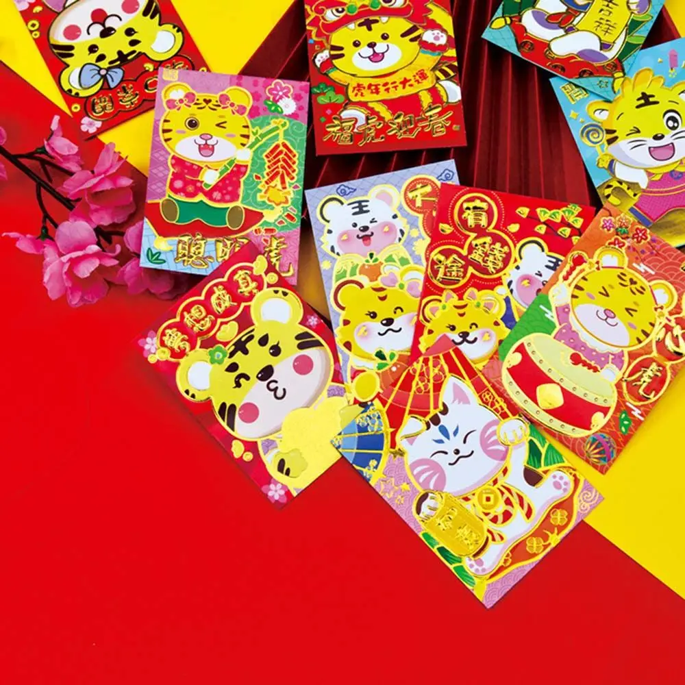 

Сувенир 2022 года тигров бумажные тигровые красные конверты красные пакеты новогодние Конверты сумка традиционный Зодиак Hongbao