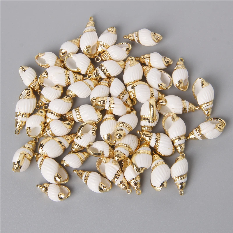 10PCS Natural White Shell Charms Tiny Conch Cowrie Beach Sea Shells Pendant for DIY Jewelry Making Necklace Bracelet Vacation
