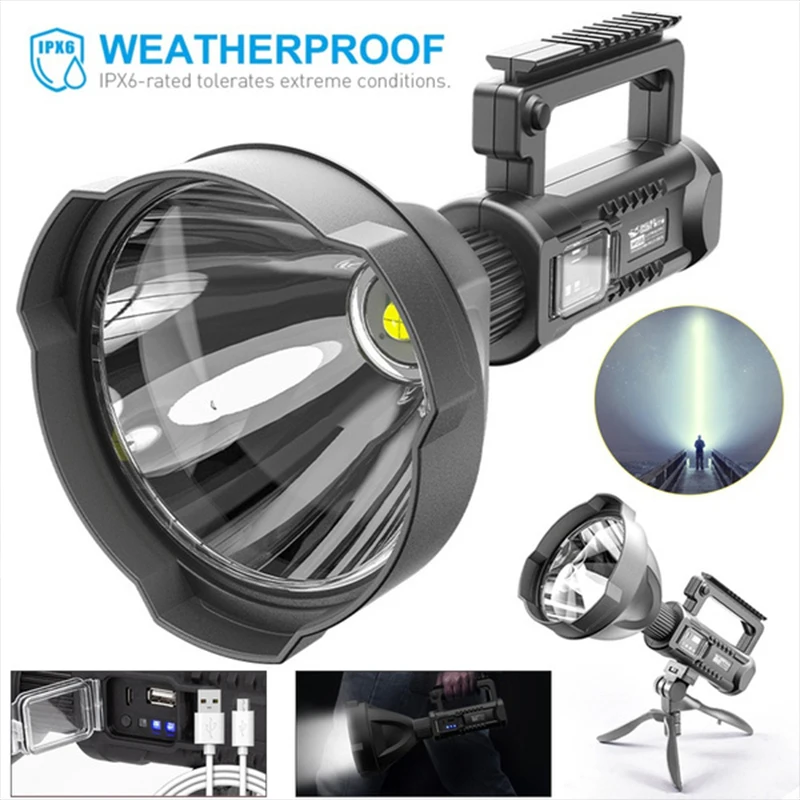 

Portable Super Powerful LED Flashlight USB Rechargeable Waterproof Ultra Bright Camping Tactical Lamp Outdoor Emergency Lights