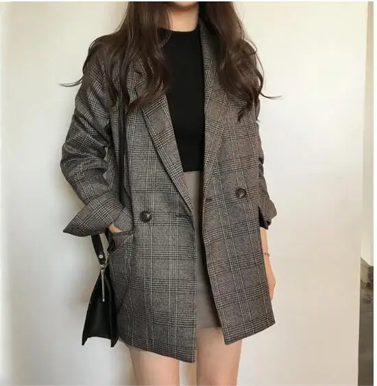 Шикарная осенне весенняя куртка Женский костюм пальто клетчатая одежда