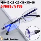 Очки для чтения без оправы для мужчин и женщин, прогрессивные ульсветильник Мультифокальные с блокировкой синего света, с диоптриями, 5 шт.