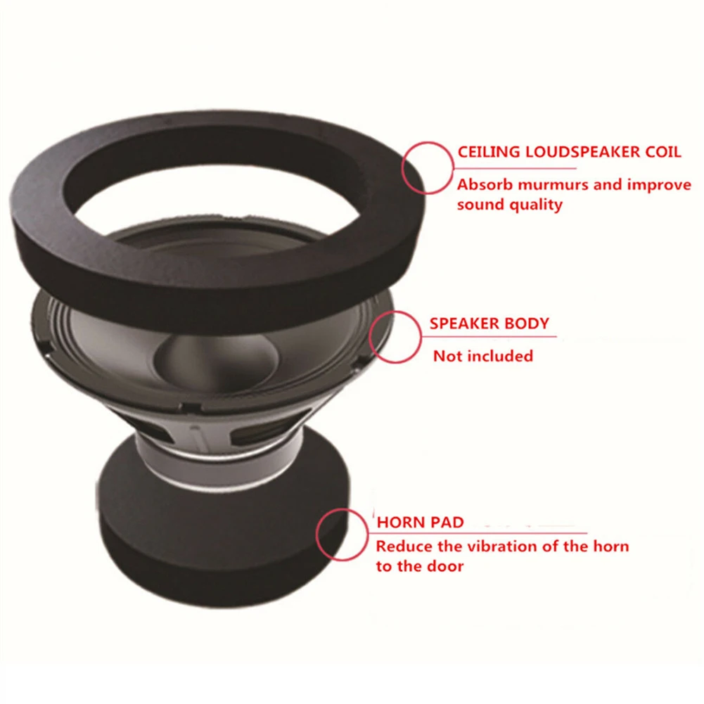 4pcs 6.5inch Pad Cotton Car Speaker Ring Sound Insulation Accessories Auto Audio Soundproof Door Trim Self Adhesive Bass