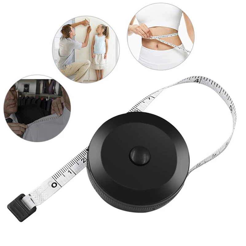 

1.5m/60inch Mini Tape Measures Dual Sided Automatic Retractable Tools For Sewing Black White ABS Measuring Tape New
