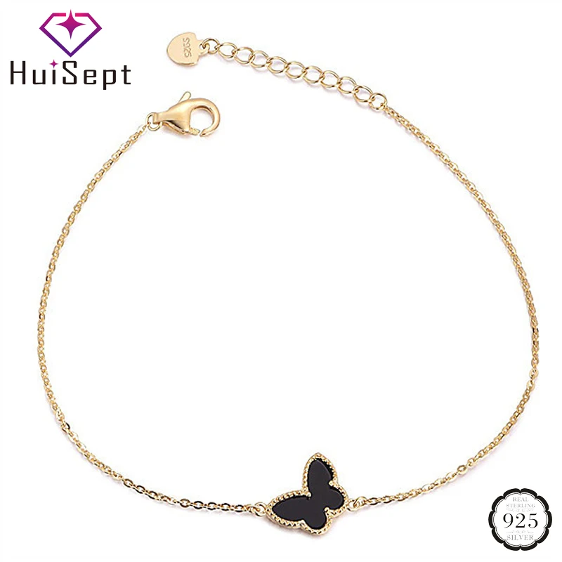 HuiSept модные золотые браслеты для девочек 925 серебряные ювелирные изделия в форме