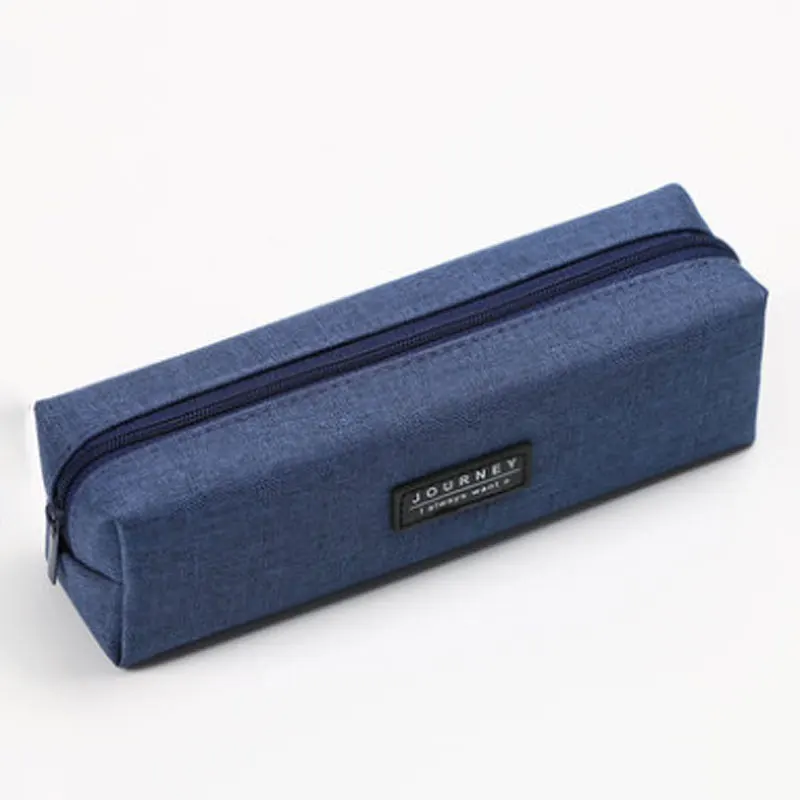 

Холщовый синий пенал, сплошной цвет в полоску, простые пеналы для студентов, новые канцелярские принадлежности, школьные принадлежности, детский подарок