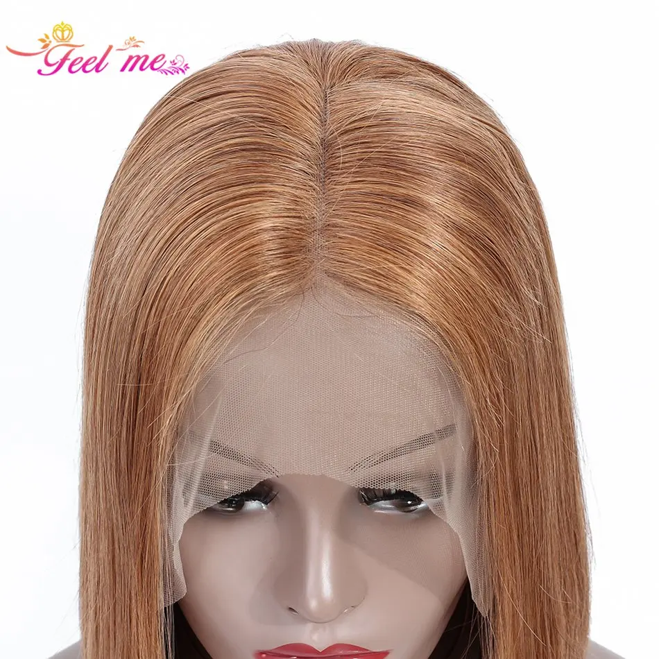 Парики на сетке FEEL ME 13 × 4 блонд короткий Боб бразильские волосы Remy прямые парики