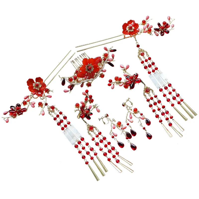 JaneVini роскошный китайский старинный свадебный красный цветочный бисерный