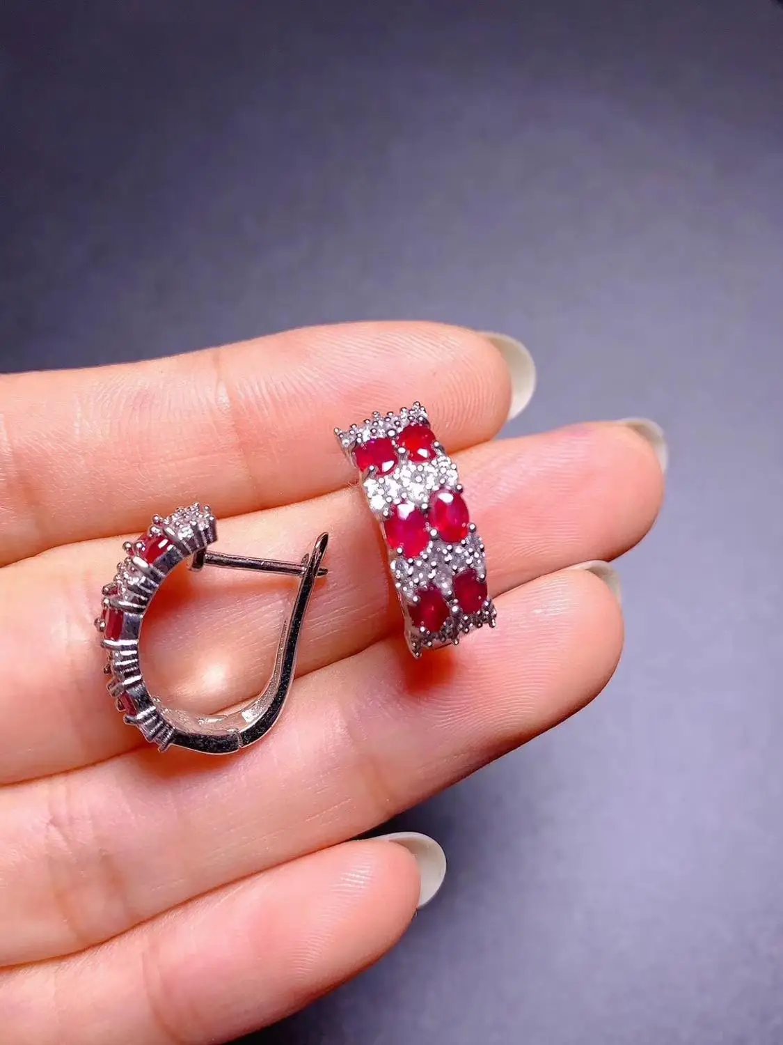 Новые серьги с натуральным голубем и Рубином из серебра 925 пробы женские пряжки