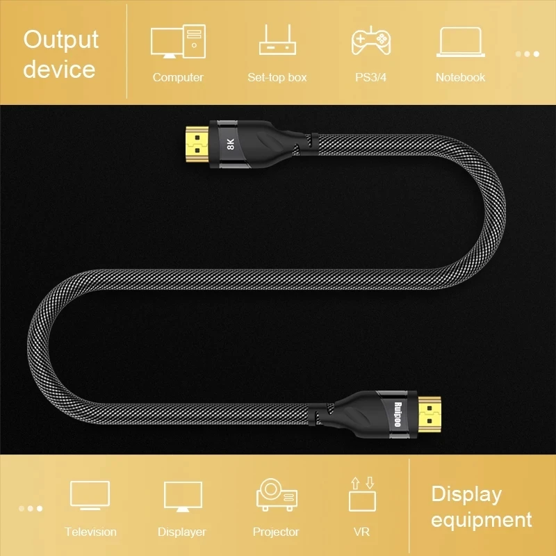 Высокоскоростной кабель HD 48 Гбит/с 8K @ 60 Гц 4K 120 HDMI-совместимый 2 1 с плетеным шнуром