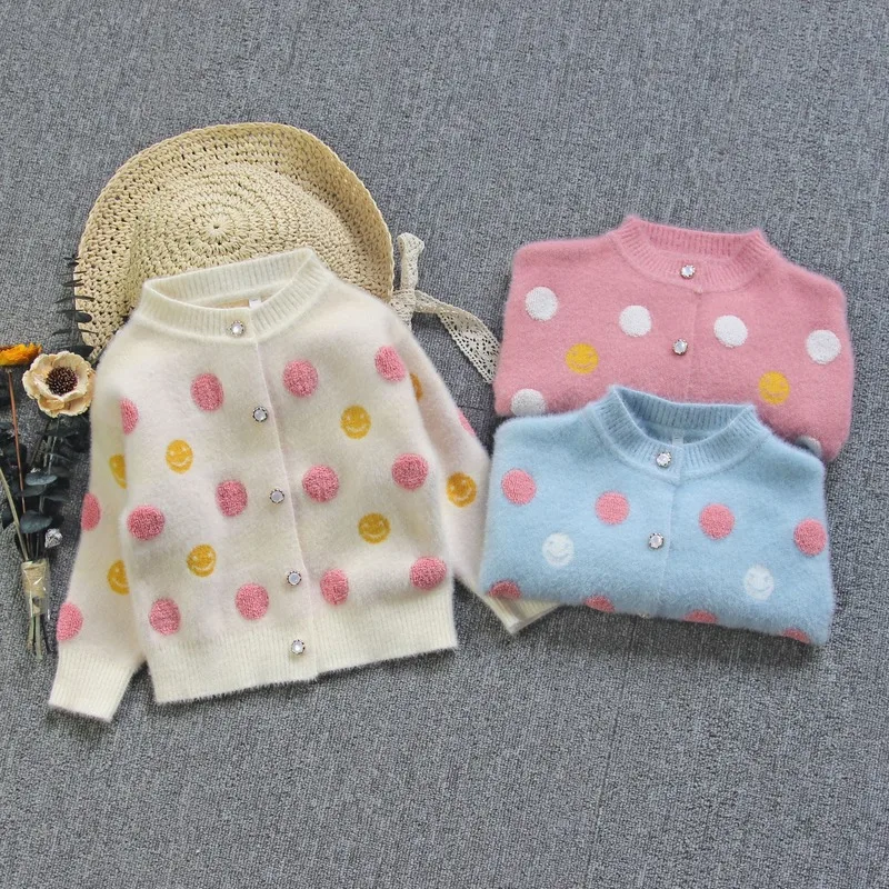 Детский вязаный кардиган свитер пальто для девочек осенне зимние свитера топы