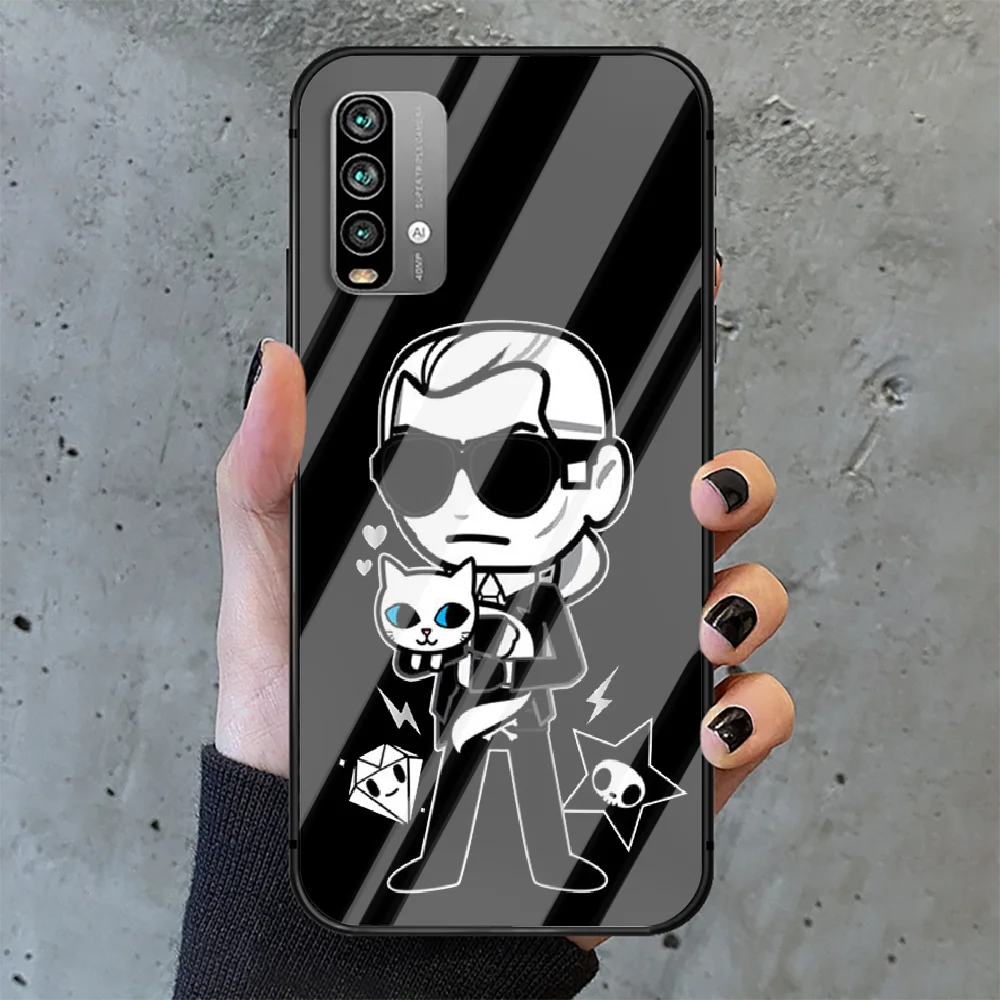 

fashion KARls Phone Tempered Glass Case Cover For Xiaomi Redmi note k 7 8 9 10 30 40 A C T S Pro 4G 5G Ultra 3D Hoesjes