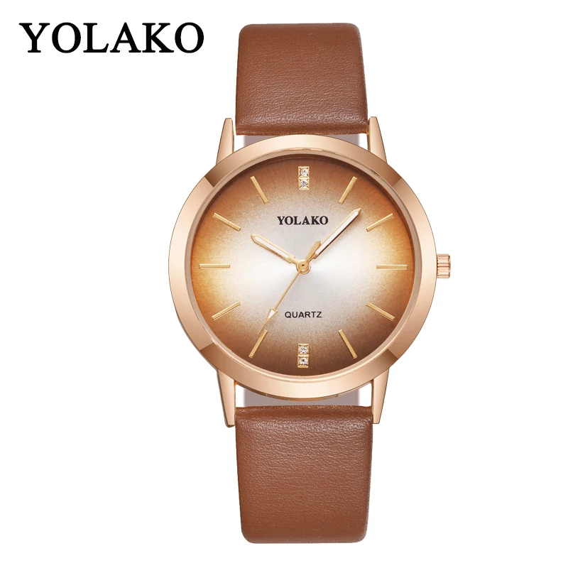 

YOLAKO Womens Watches Top Brand Casual Quartz Leather Band New Analog Wrist Watch Dames Horloge Montres Femmes 2019