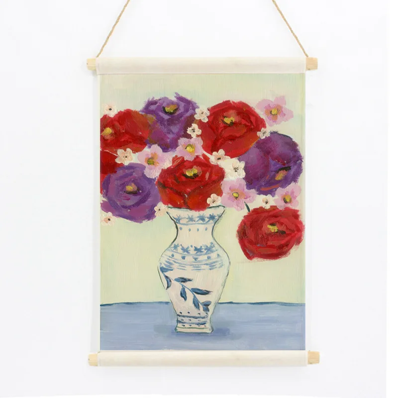 

Living Room Hanging Paintings, Wall Coverings Decorative Punch-free Dining Room, Bedroom Shade Flower And Bird Scroll Painting