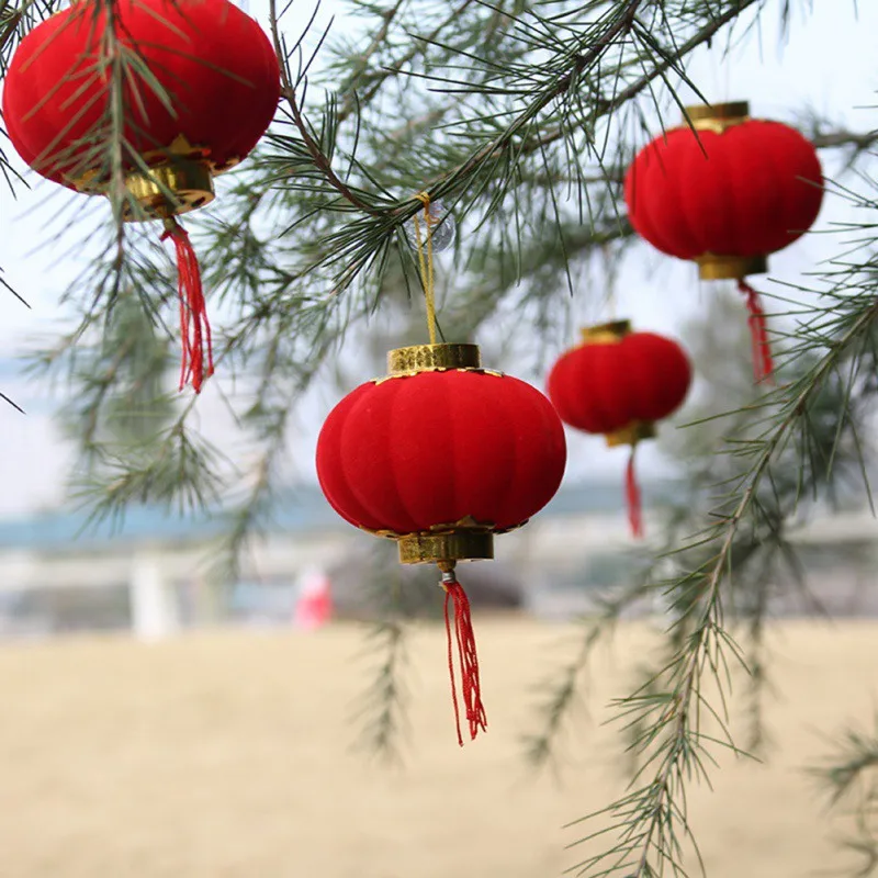 16 шт./упак. из ткани с бархатным покрытием небольшой Фонари висит украшение дома