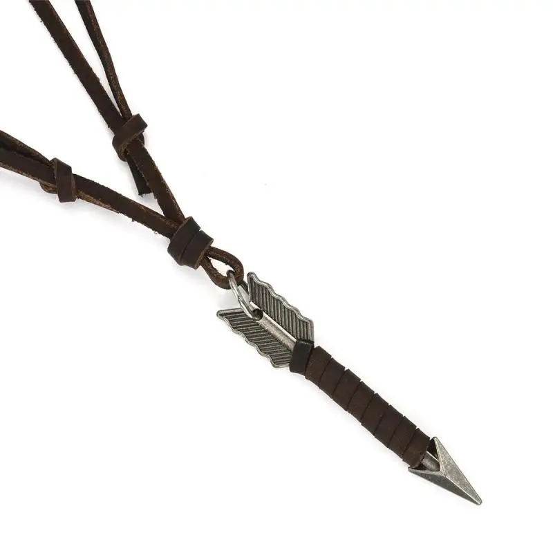 

2020 Adjustable Original Personality Arrowhead Sweater Chain Men Women Jewelry Retro Leather Cord Arrow Pendant Necklace