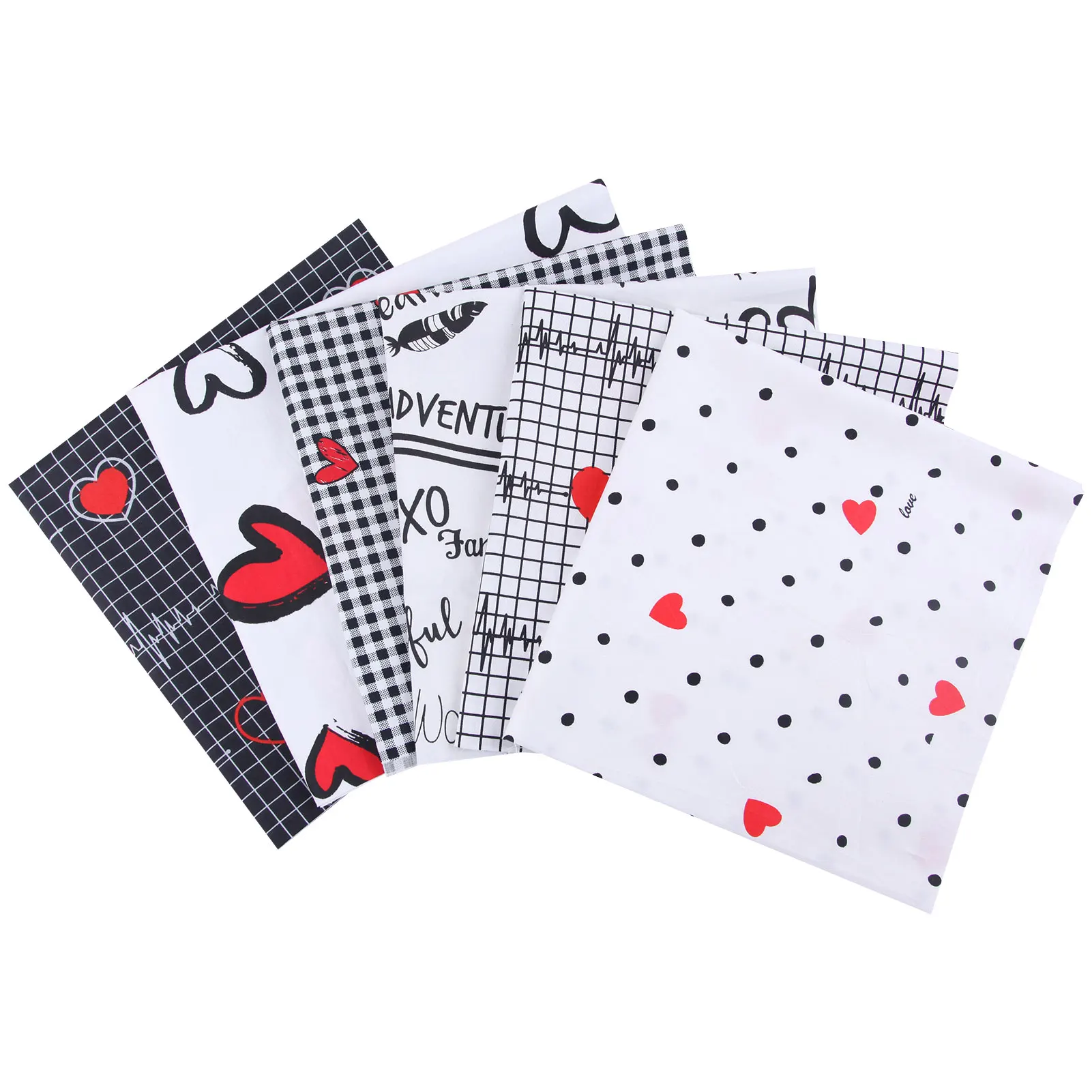

6pcs DIY Handmade Patchwork Pure Cotton Fabric Cotton Cloth Set Romantic Valentine's Day Decorative Fabric Sewing Crafts Gift