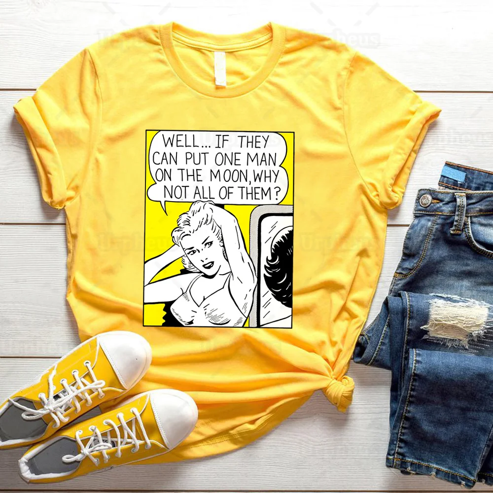 Забавная Ретро футболка в стиле 90-х/80-х из 100% хлопка надпись один на Луне Почему не