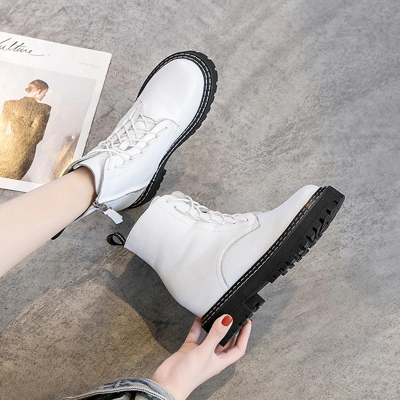 SONDR Модные Белые зимние ботильоны для женщин на платформе обувь танкетке высоком