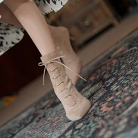 elegant apricot short boots free shipping female autumnwinter temperament pointy slender heel women elastic boots