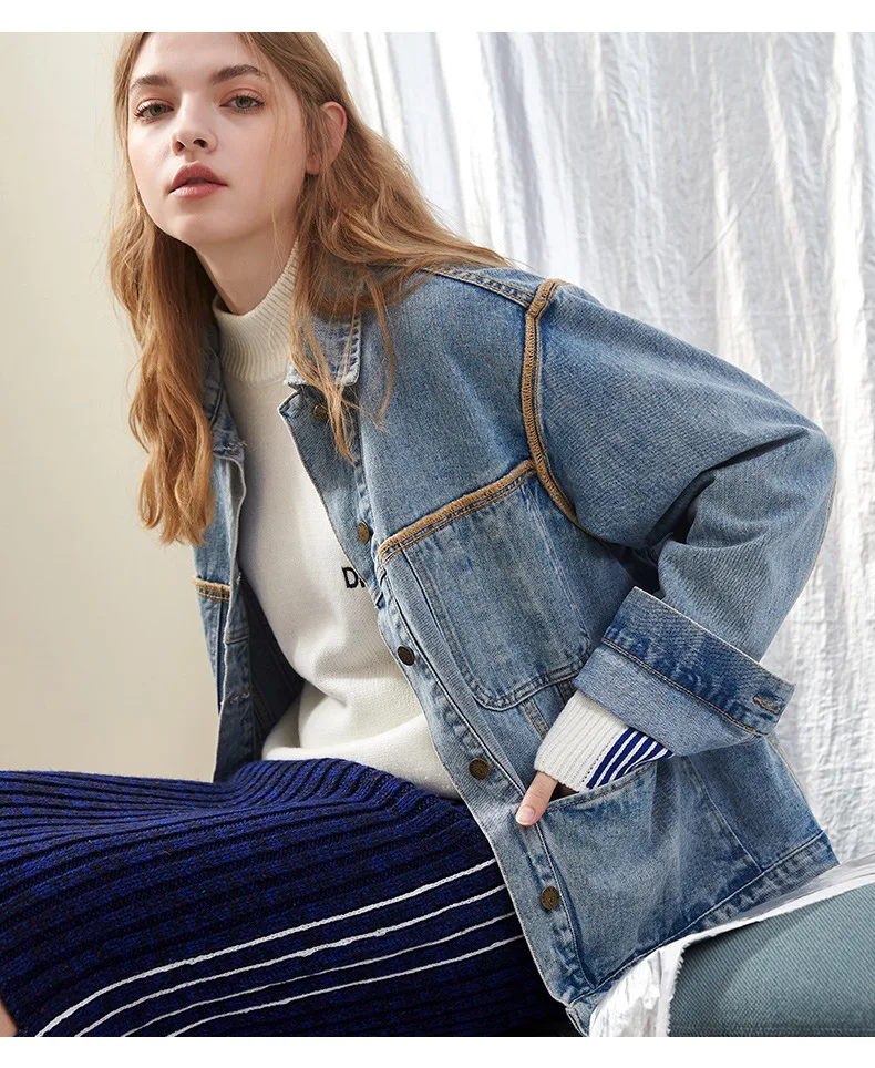 Женские джинсовые модные куртки женские бомберы пальто 2019 kurta осенние с большим