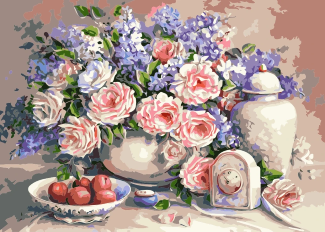 

DIY Frameless Flowers Acrylic Painting By Numbers Drawing On Canvas HandPainted For Adult Art Gift Home Wall Decoration 40x50cm