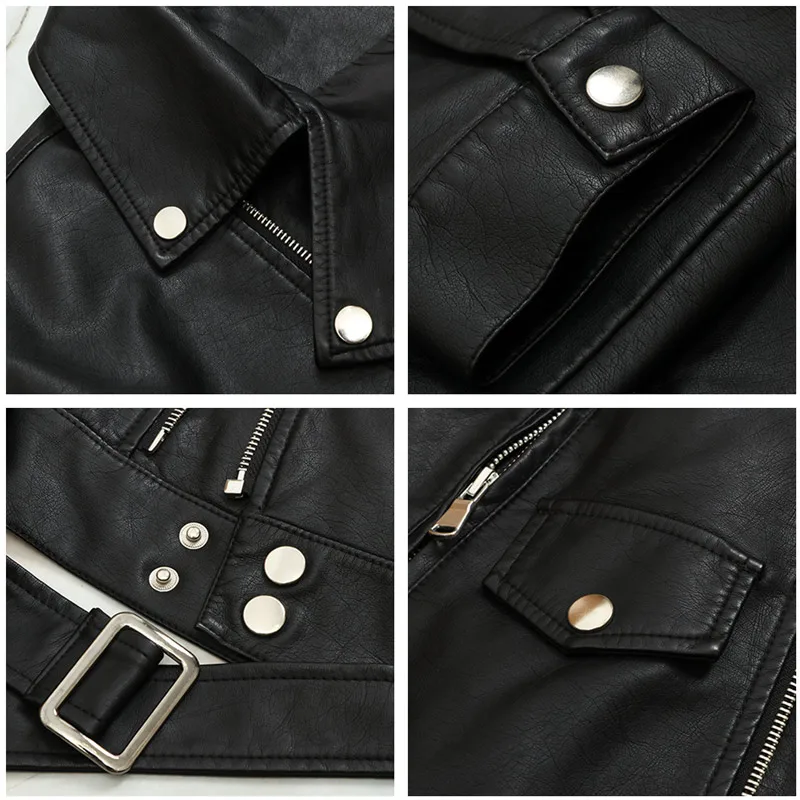 

Sungtin Women Loose Pu Leather Jacket Black Soft Faux Leather Jacket Street Moto Biker Leather Coat Jacket Lady Casual Outerwear