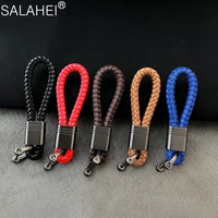 2020 new leather rope keychain for car hand woven horseshoe buckle key rings couple auto gift detachable metal luxury key chains