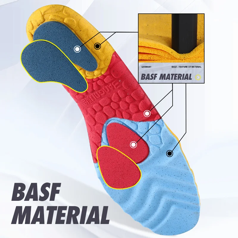 BANGNI Sports Insoles Arch Support Shoes Pad Heel Shock Absorb BASF PU Foam Sweat Breathable Running Inserts for Feet Women Men