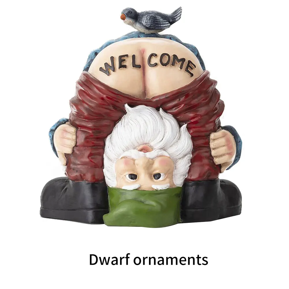 

Garden Gnome Statue Funny Dwarf Bare Buttock Welcome Sign Sculpture Resin Miniature Elf Ornament Decoration for Garden Yard Lawn