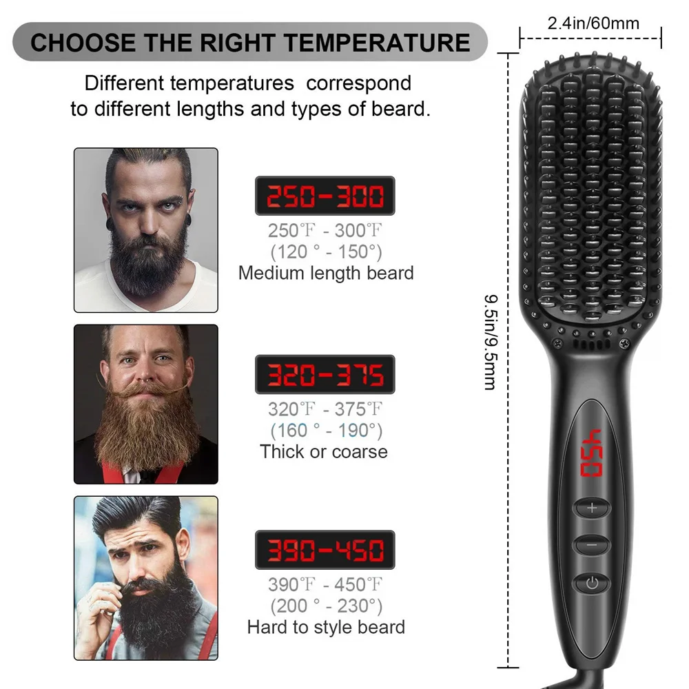 

Electric Beard And Hair Straightener Brush Quick Heating Men Beard Straightening Comb Hair Styling Comb Shaving Brush Tool