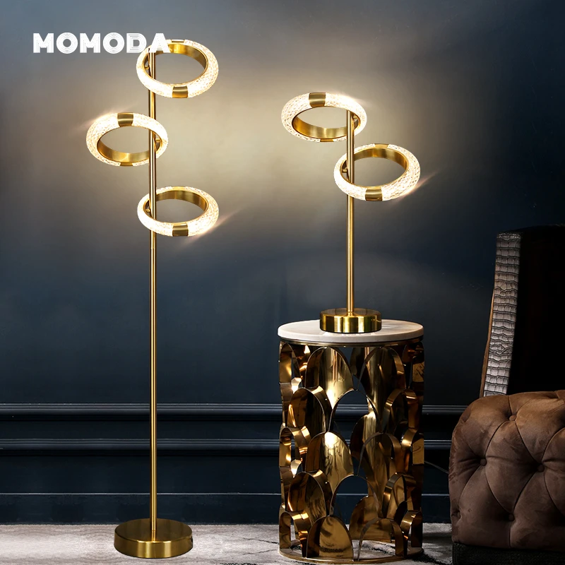 

Nordic LED Floor Lamps Modern Iron Acrylic Circle Rings Table Lights Home Decor Lustre Bedroom Living Room Study Standing Lamp